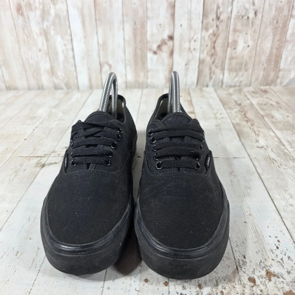 Vans Authentic Black Black Canvas Low Top Skateboard Shoes Womens 8 Mens 6.5
